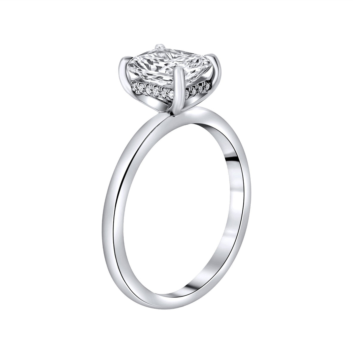 Lab grown platinum 1.57ct F VS1 IGI radiant cut diamond ring