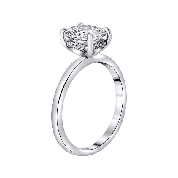 Lab grown platinum 1.57ct F VS1 IGI radiant cut diamond ring