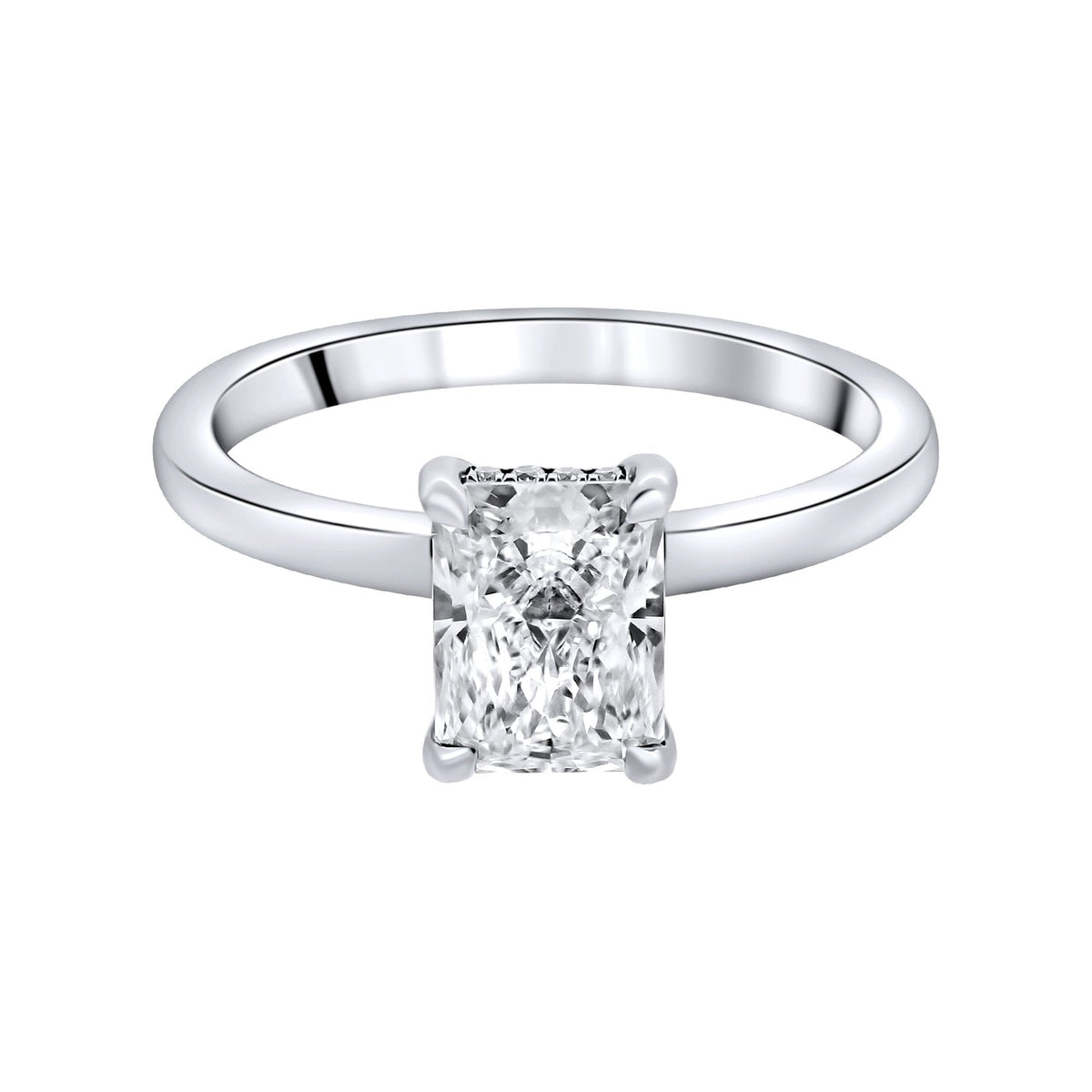Lab grown platinum 1.57ct F VS1 IGI radiant cut diamond ring