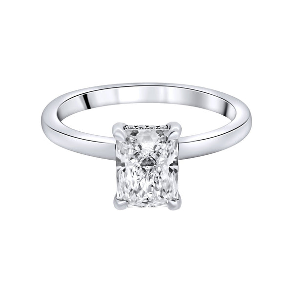 Lab grown platinum 1.57ct F VS1 IGI radiant cut diamond ring