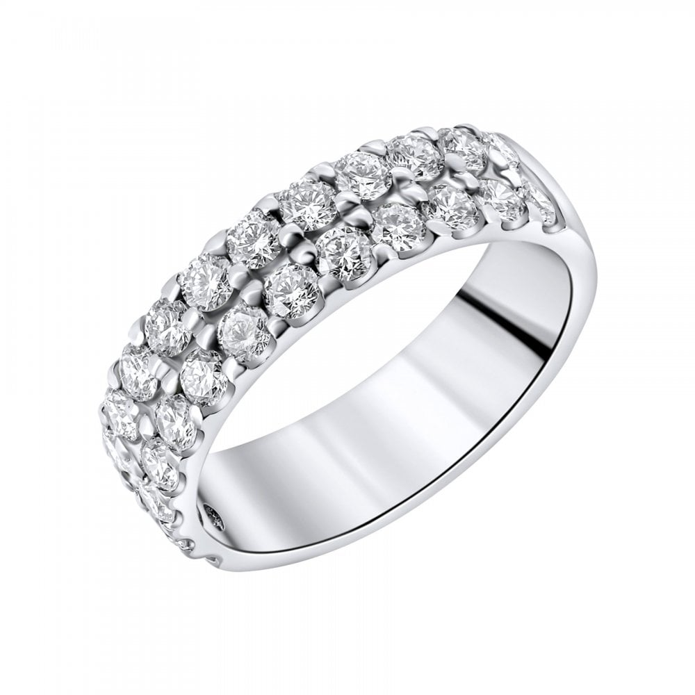 Platinum 1.49ct round brilliant cut diamond 2 row ring