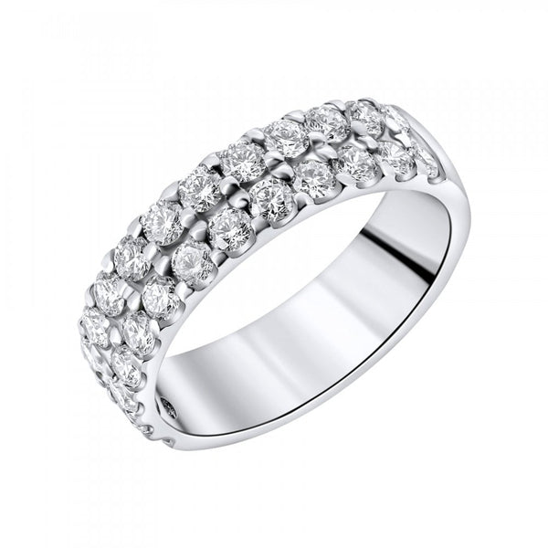 Platinum 1.49ct round brilliant cut diamond 2 row ring