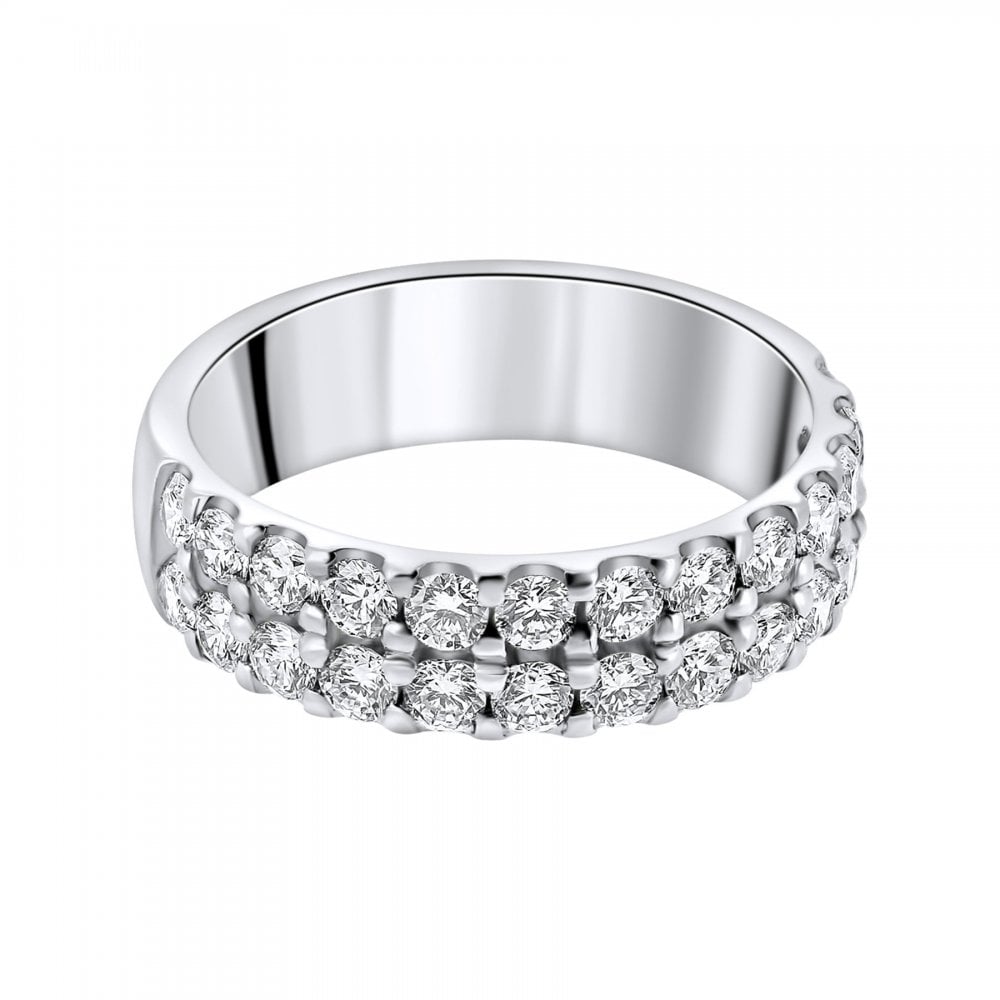 Platinum 1.49ct round brilliant cut diamond 2 row ring