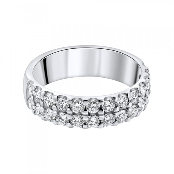 Platinum 1.49ct round brilliant cut diamond 2 row ring
