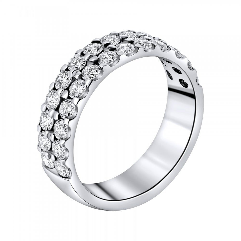 Platinum 1.49ct round brilliant cut diamond 2 row ring