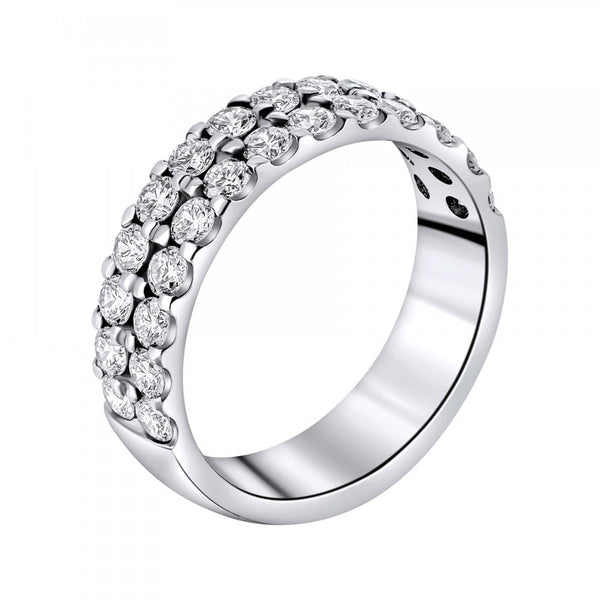 Platinum 1.49ct round brilliant cut diamond 2 row ring