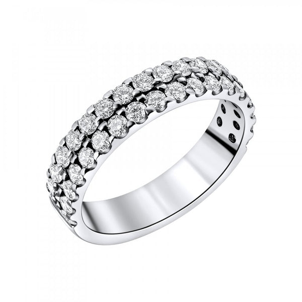 Platinum 1.20ct round brilliant cut diamond 2 row ring