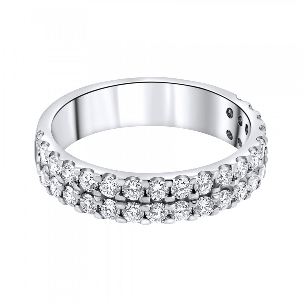 Platinum 1.20ct round brilliant cut diamond 2 row ring