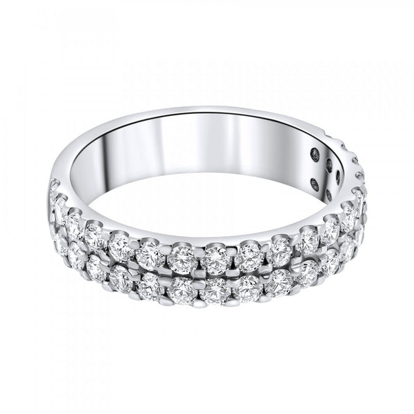 Platinum 1.20ct round brilliant cut diamond 2 row ring