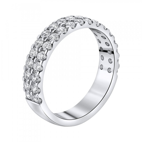 Platinum 1.20ct round brilliant cut diamond 2 row ring