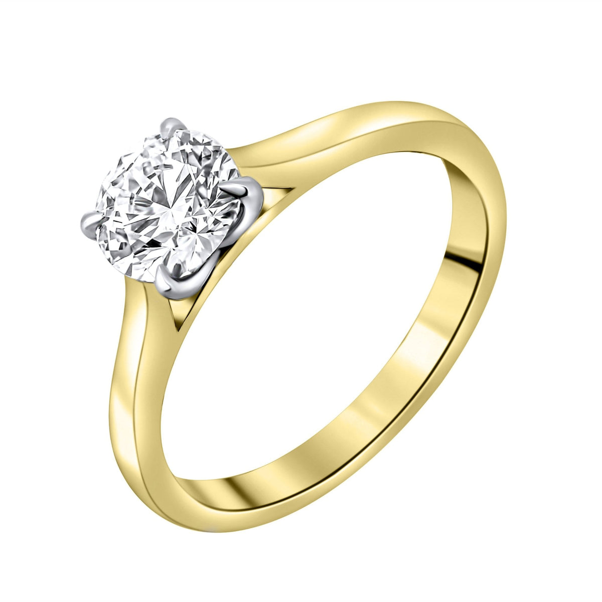 Lab grown 18ct yellow gold 0.82ct D VVS2 IGI round diamond ring