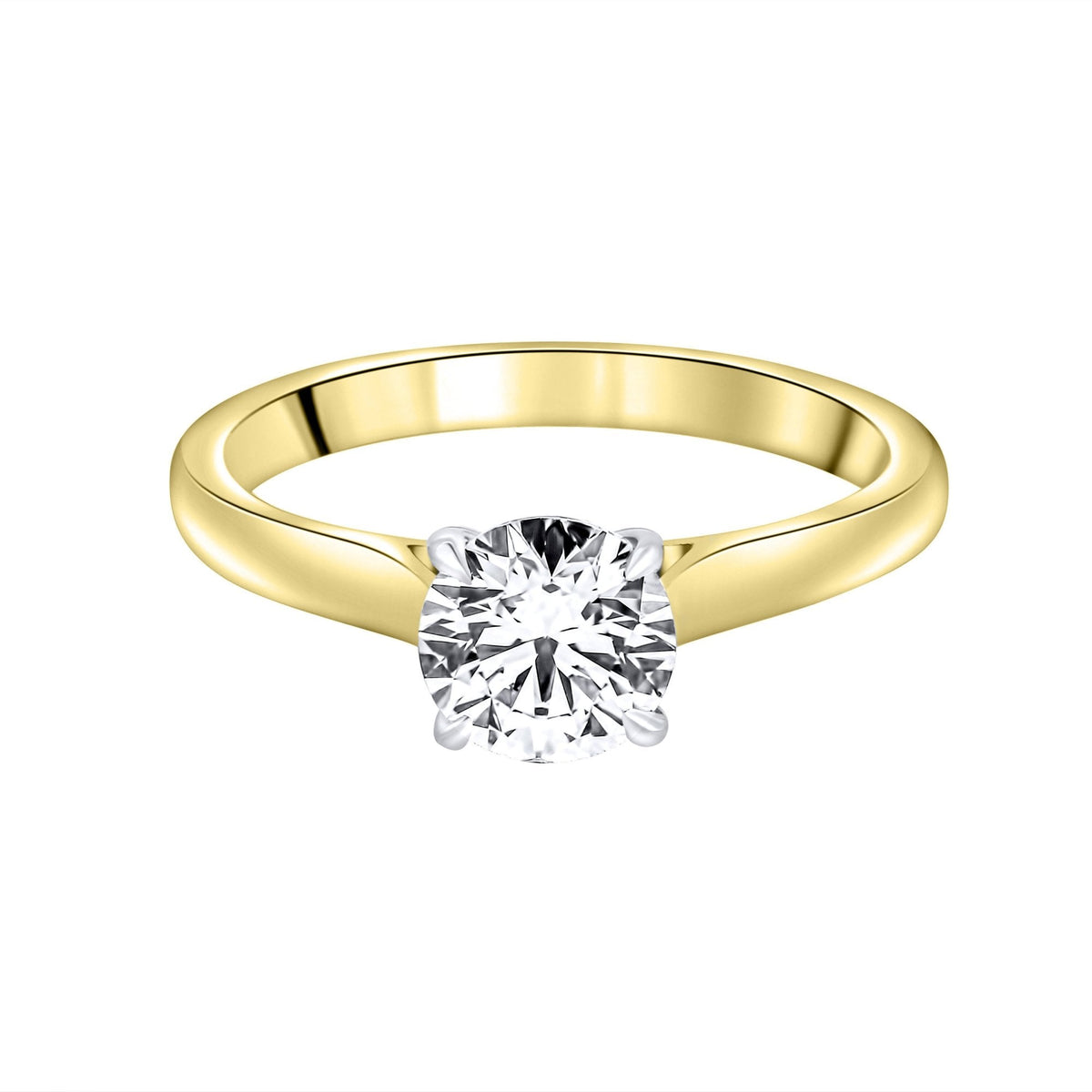Lab grown 18ct yellow gold 0.82ct D VVS2 IGI round diamond ring