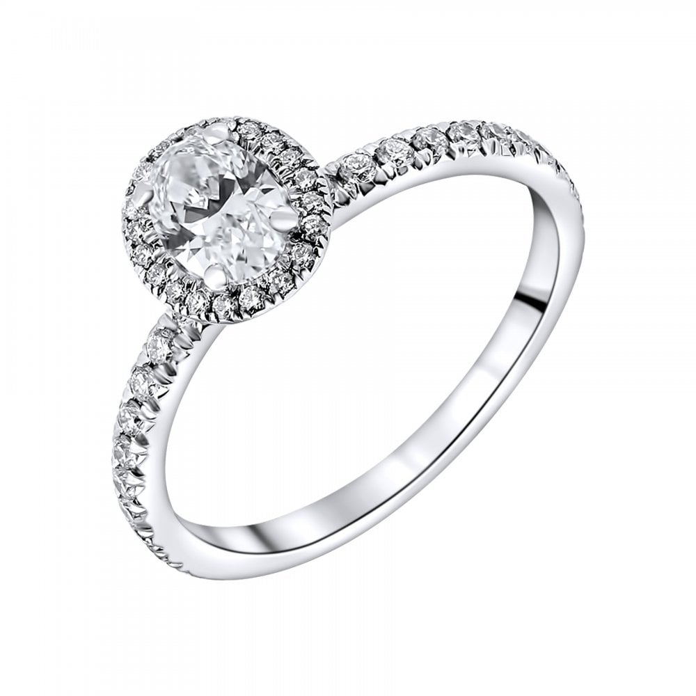 Preowned 18ct white gold 0.70ct E SI2 GIA oval cut diamond ring