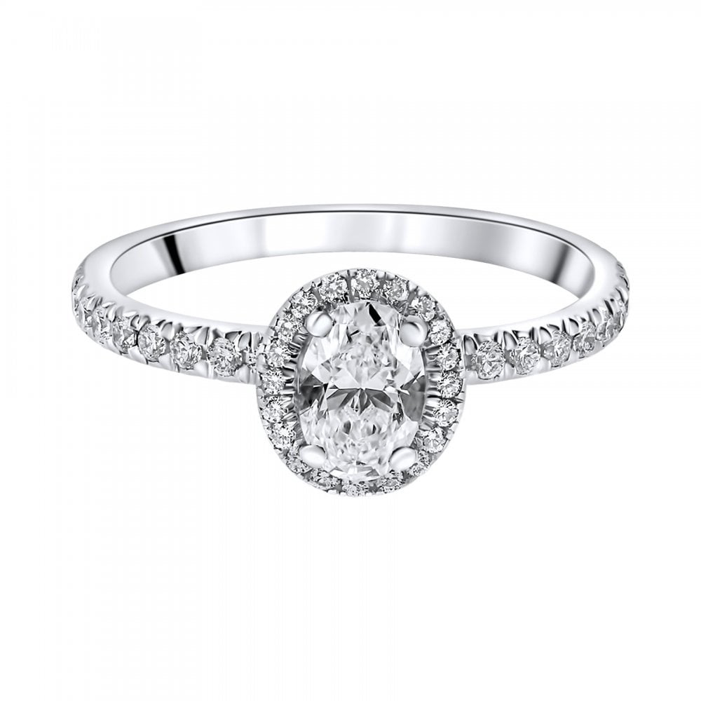 Preowned 18ct white gold 0.70ct E SI2 GIA oval cut diamond ring