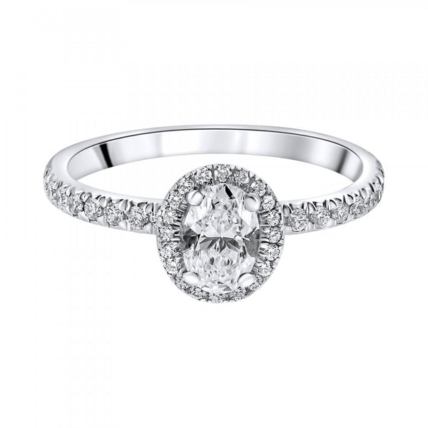 Preowned 18ct white gold 0.70ct E SI2 GIA oval cut diamond ring