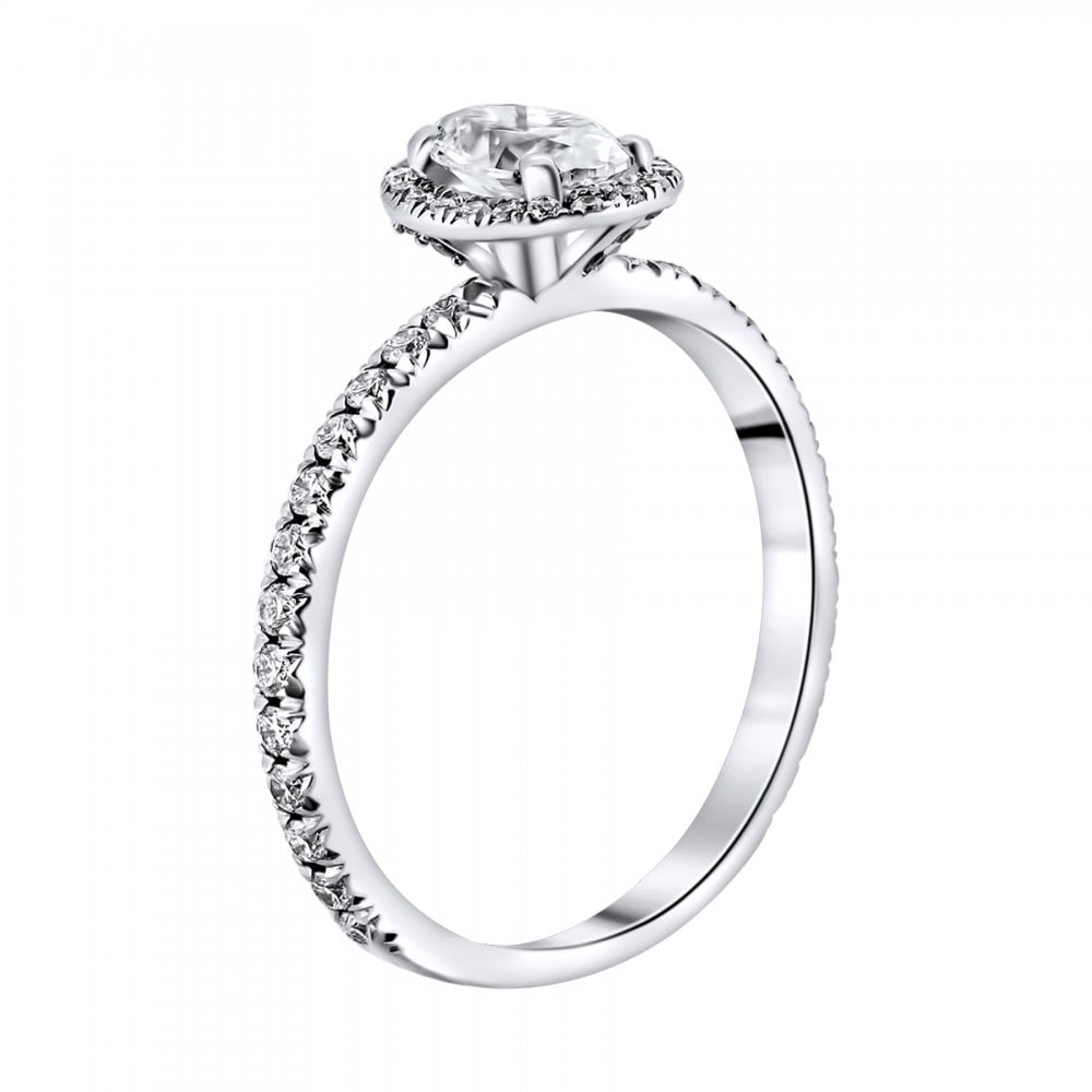 Preowned 18ct white gold 0.70ct E SI2 GIA oval cut diamond ring