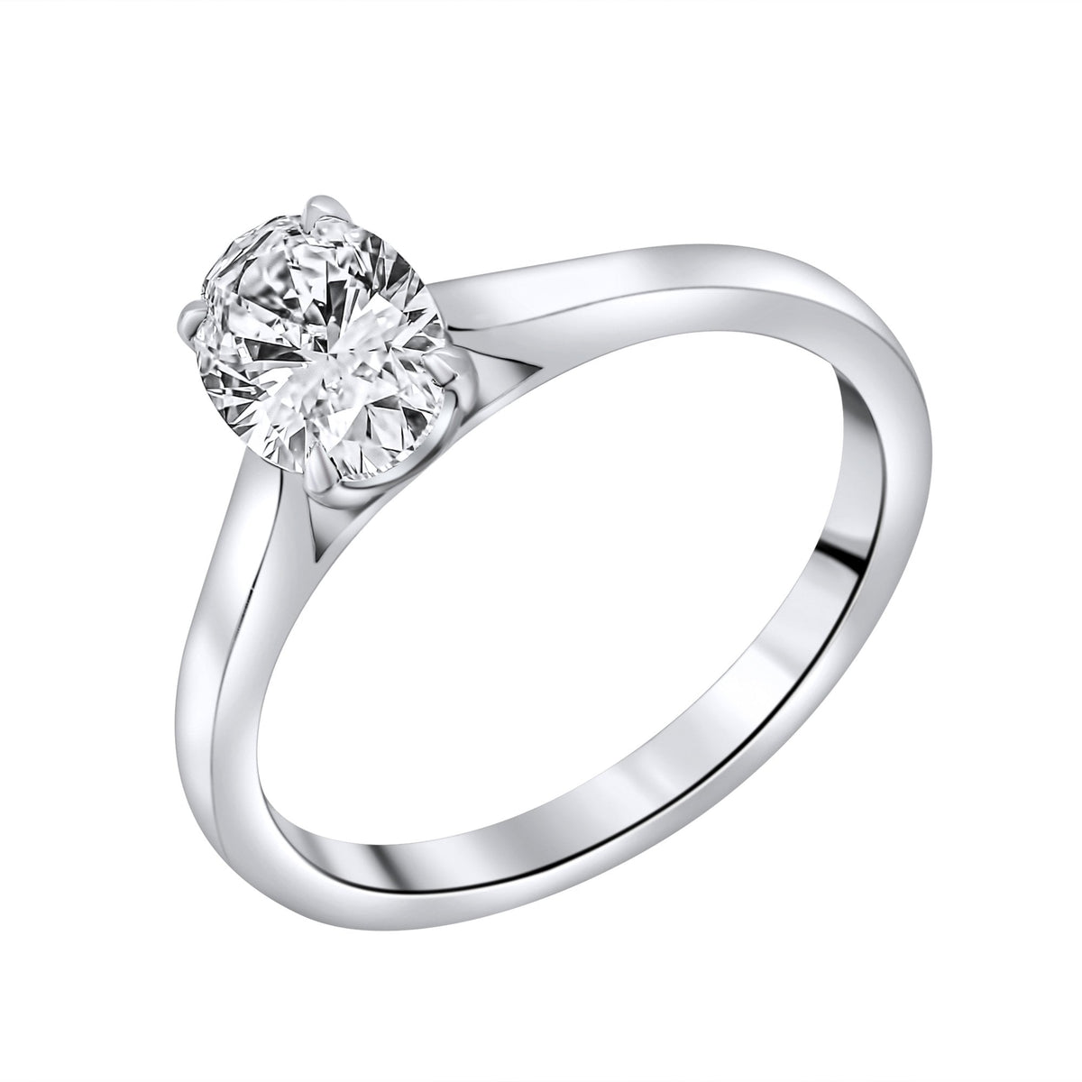 Platinum 1.00ct D VS1 GIA oval cut diamond ring