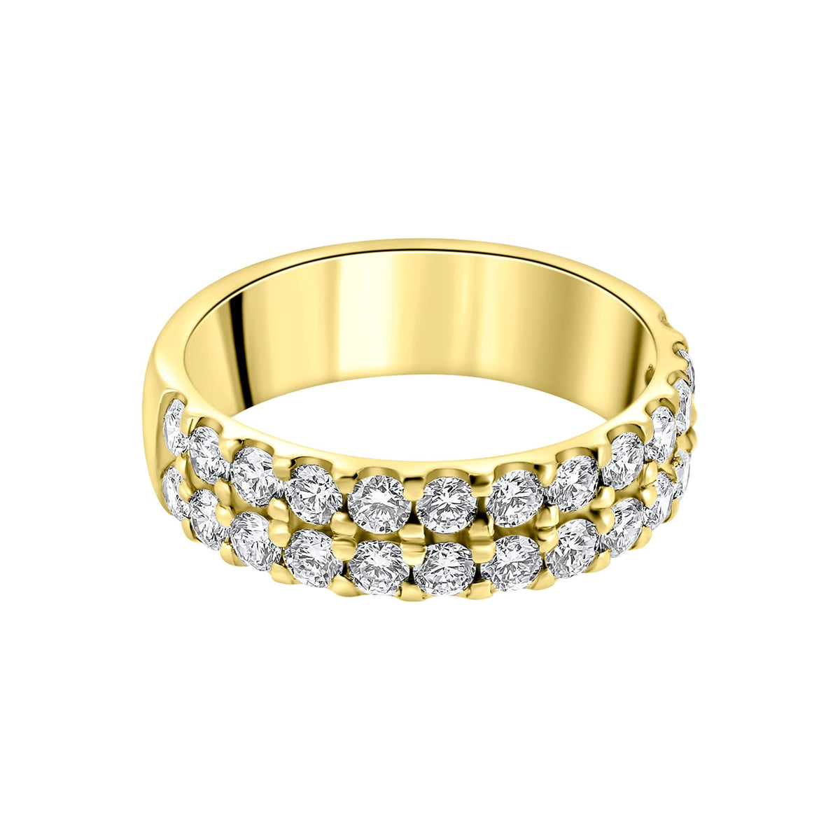18ct yellow gold 1.49ct round brilliant cut diamond 2 row ring