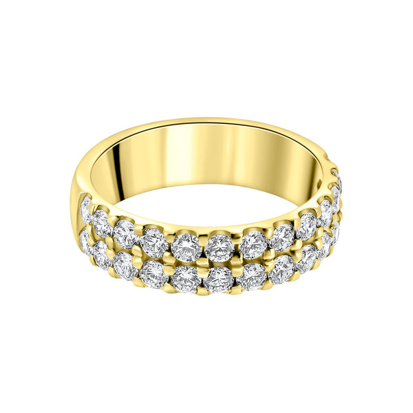 18ct yellow gold 1.49ct round brilliant cut diamond 2 row ring