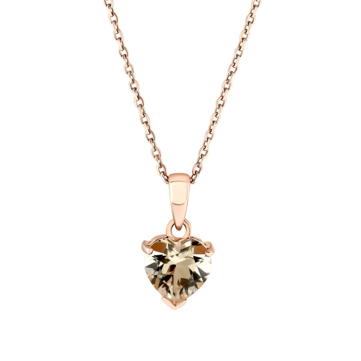 9ct rose gold 8mm x 8mm heart cut morganite pendant