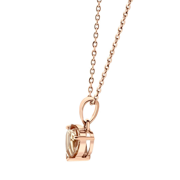 9ct rose gold 8mm x 8mm heart cut morganite pendant