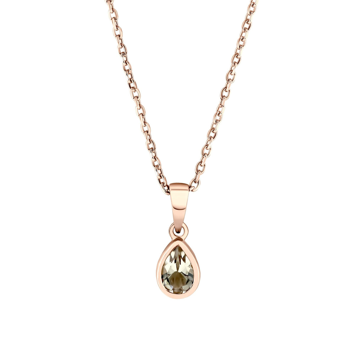 9ct rose gold 6mm x 4mm pear cut morganite pendant