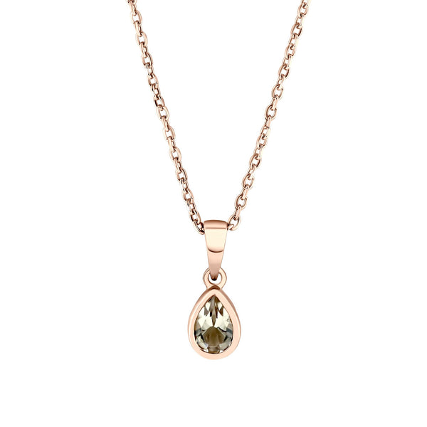 9ct rose gold 6mm x 4mm pear cut morganite pendant