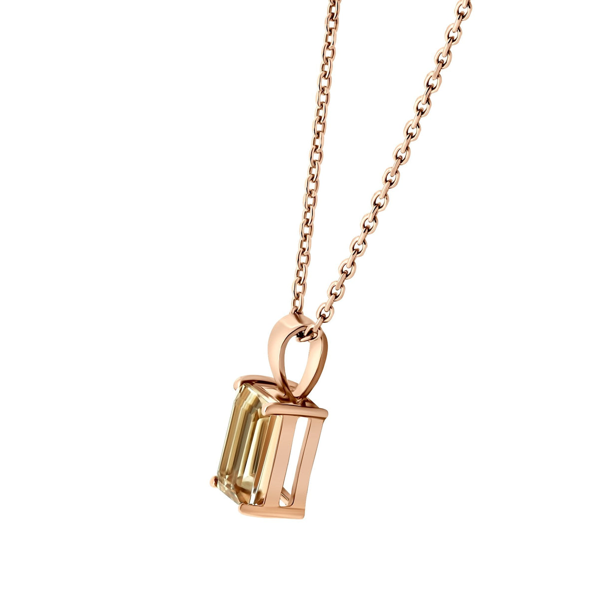 9ct rose gold 8mm x 6mm emerald cut morganite pendant