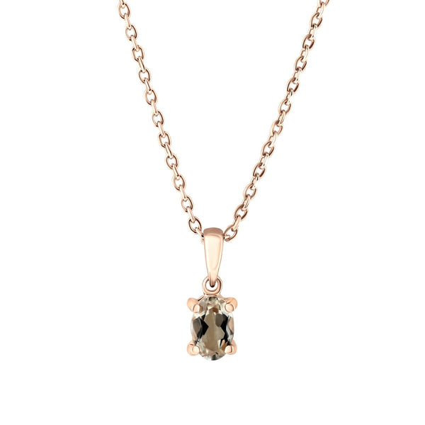 9ct rose gold 6mm x 4mm oval cut morganite pendant