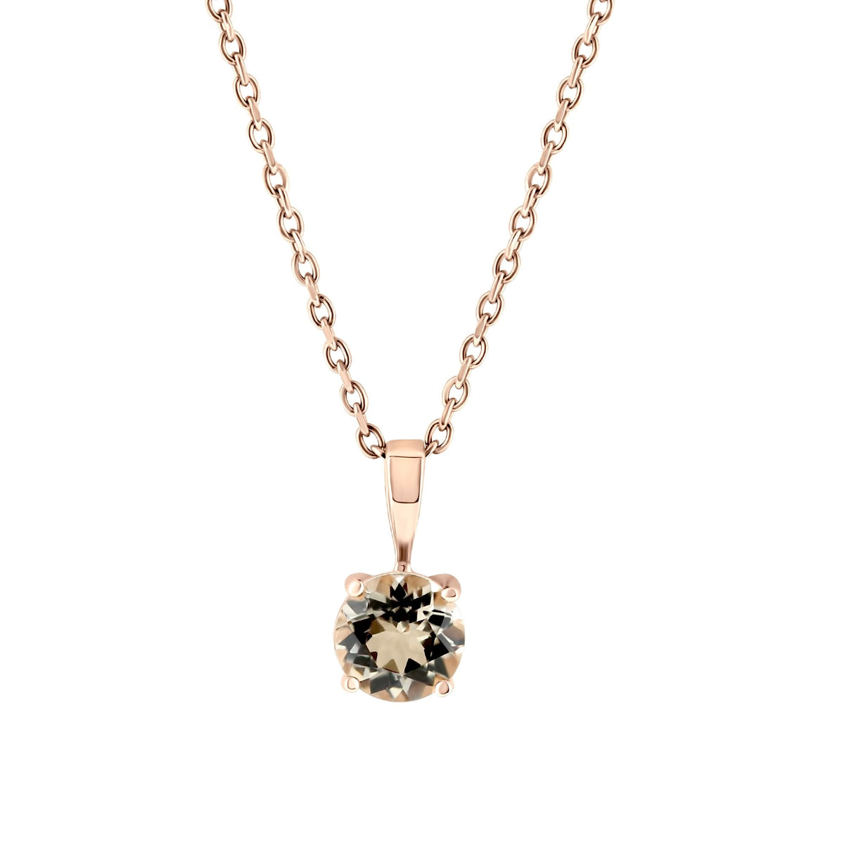 9ct rose gold 6mm round morganite pendant