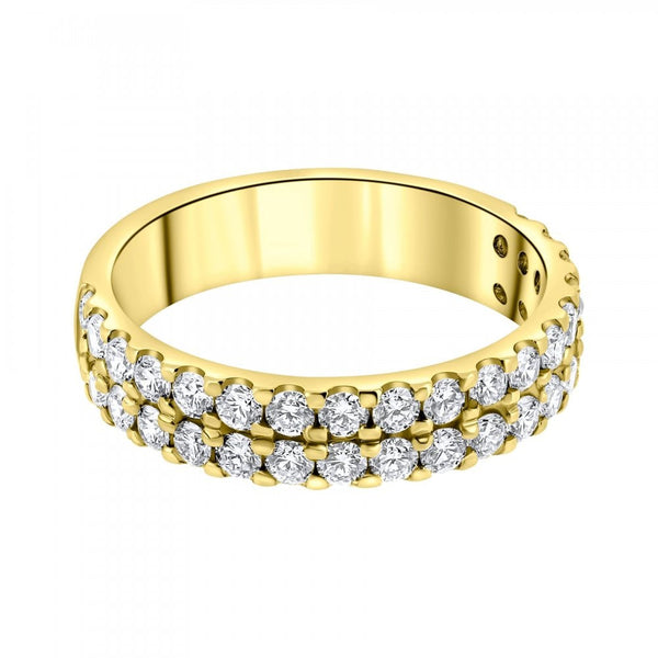 18ct yellow gold 1.20ct round brilliant cut diamond 2 row ring