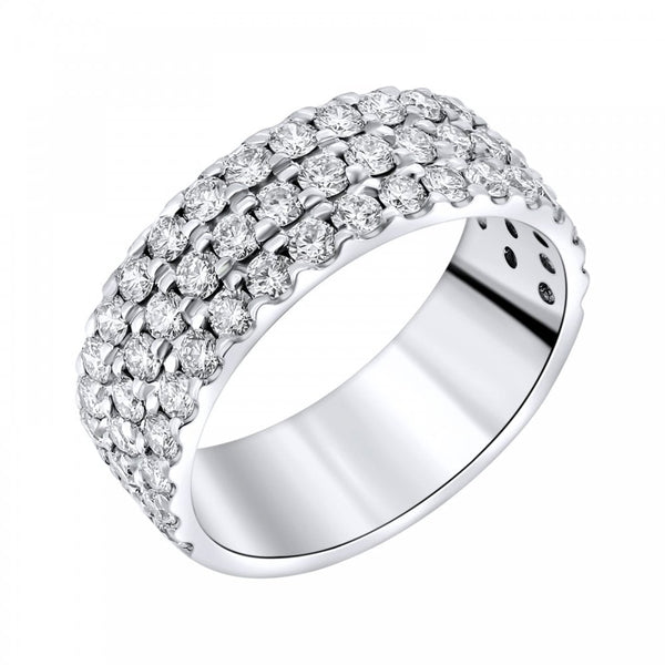 Platinum 1.80ct round brilliant cut diamond 3 row ring