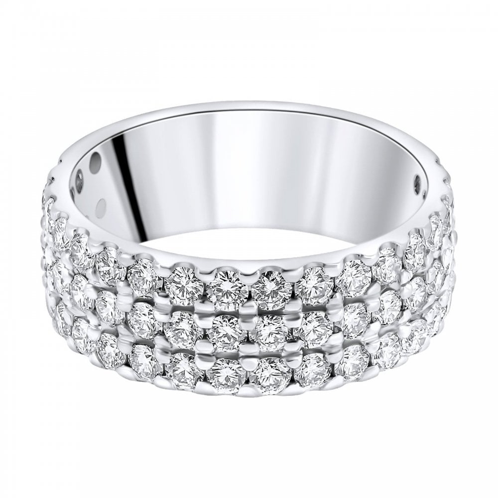 Platinum 1.80ct round brilliant cut diamond 3 row ring