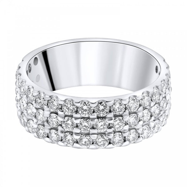 Platinum 1.80ct round brilliant cut diamond 3 row ring