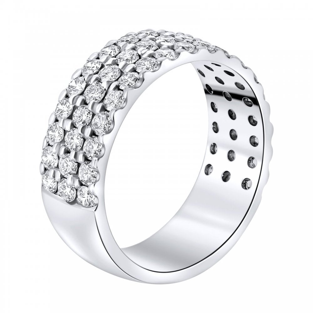 Platinum 1.80ct round brilliant cut diamond 3 row ring