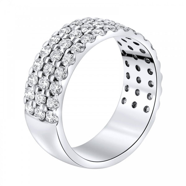 Platinum 1.80ct round brilliant cut diamond 3 row ring