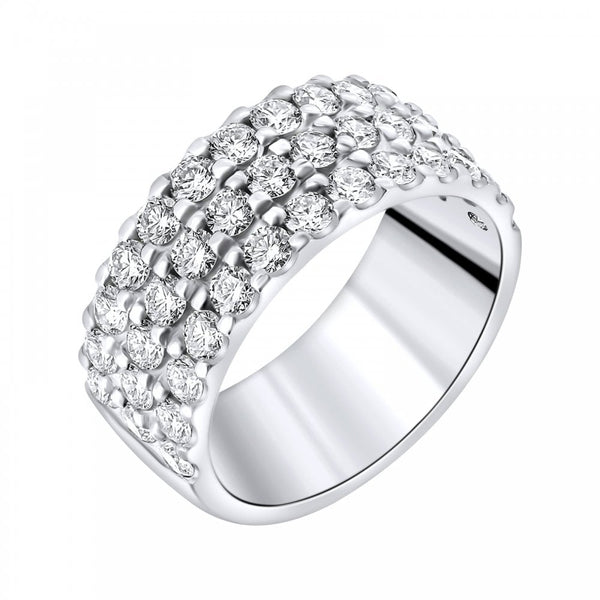 Platinum 2.24ct round brilliant cut diamond 3 row ring