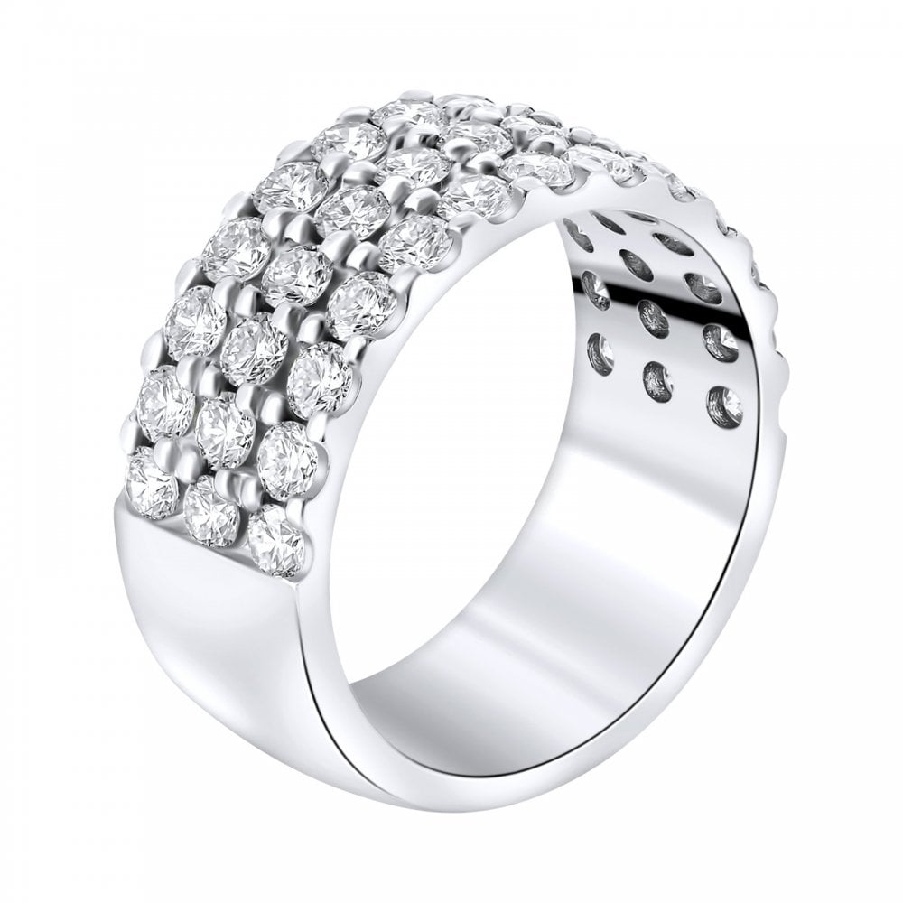 Platinum 2.24ct round brilliant cut diamond 3 row ring