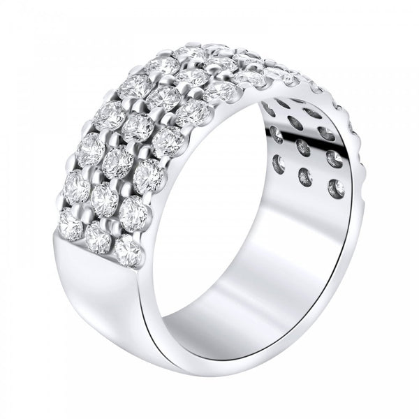 Platinum 2.24ct round brilliant cut diamond 3 row ring