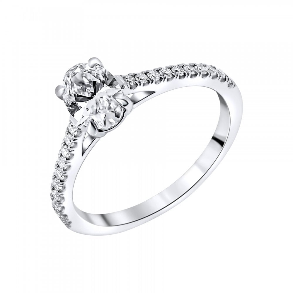 Lab grown platinum 0.74ct D VVS2 IGI oval cut diamond ring