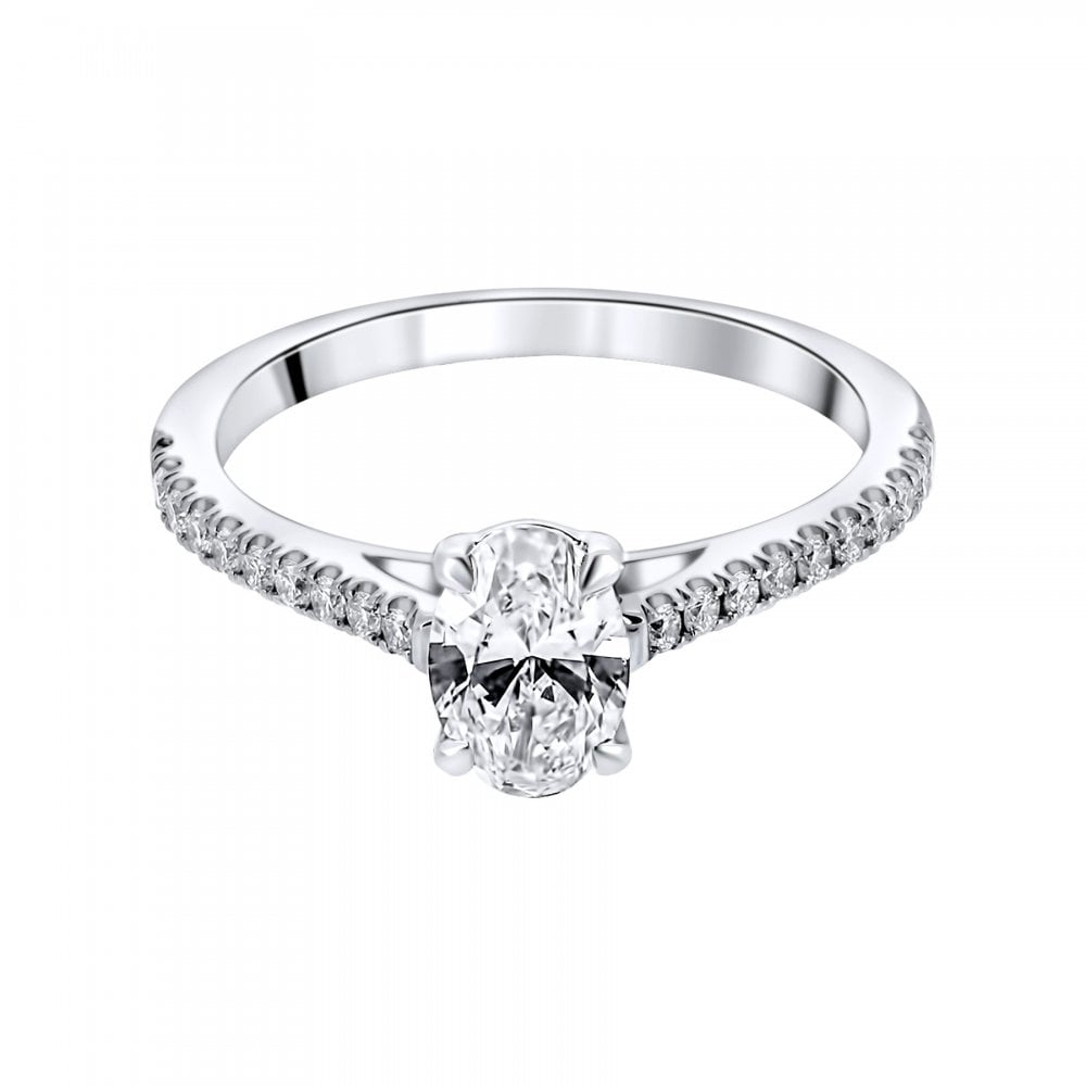 Lab grown platinum 0.74ct D VVS2 IGI oval cut diamond ring