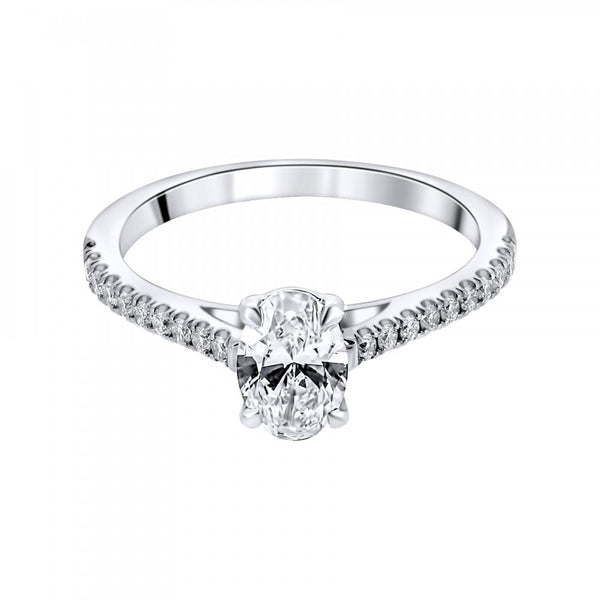 Lab grown platinum 0.74ct D VVS2 IGI oval cut diamond ring