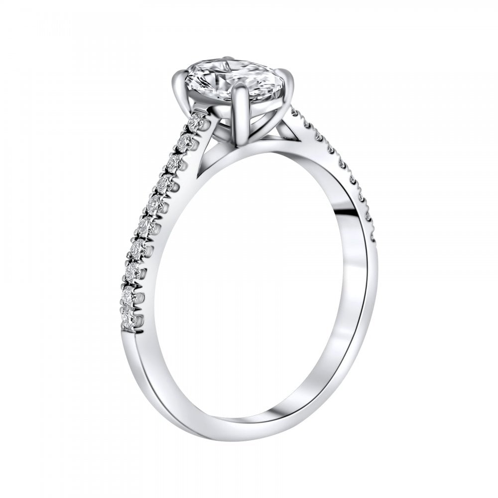 Lab grown platinum 0.74ct D VVS2 IGI oval cut diamond ring