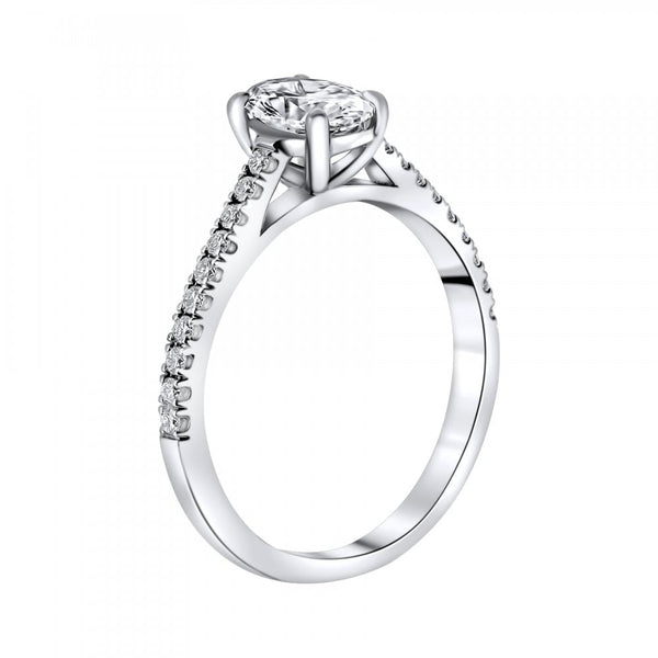Lab grown platinum 0.74ct D VVS2 IGI oval cut diamond ring