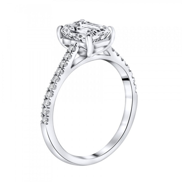 Lab grown platinum 1.59ct D VVS2 IGI emerald cut diamond ring