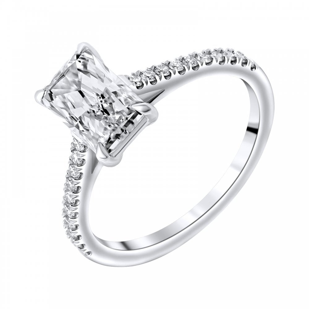 Lab grown platinum 1.51ct D VVS2 IGI radiant cut diamond ring