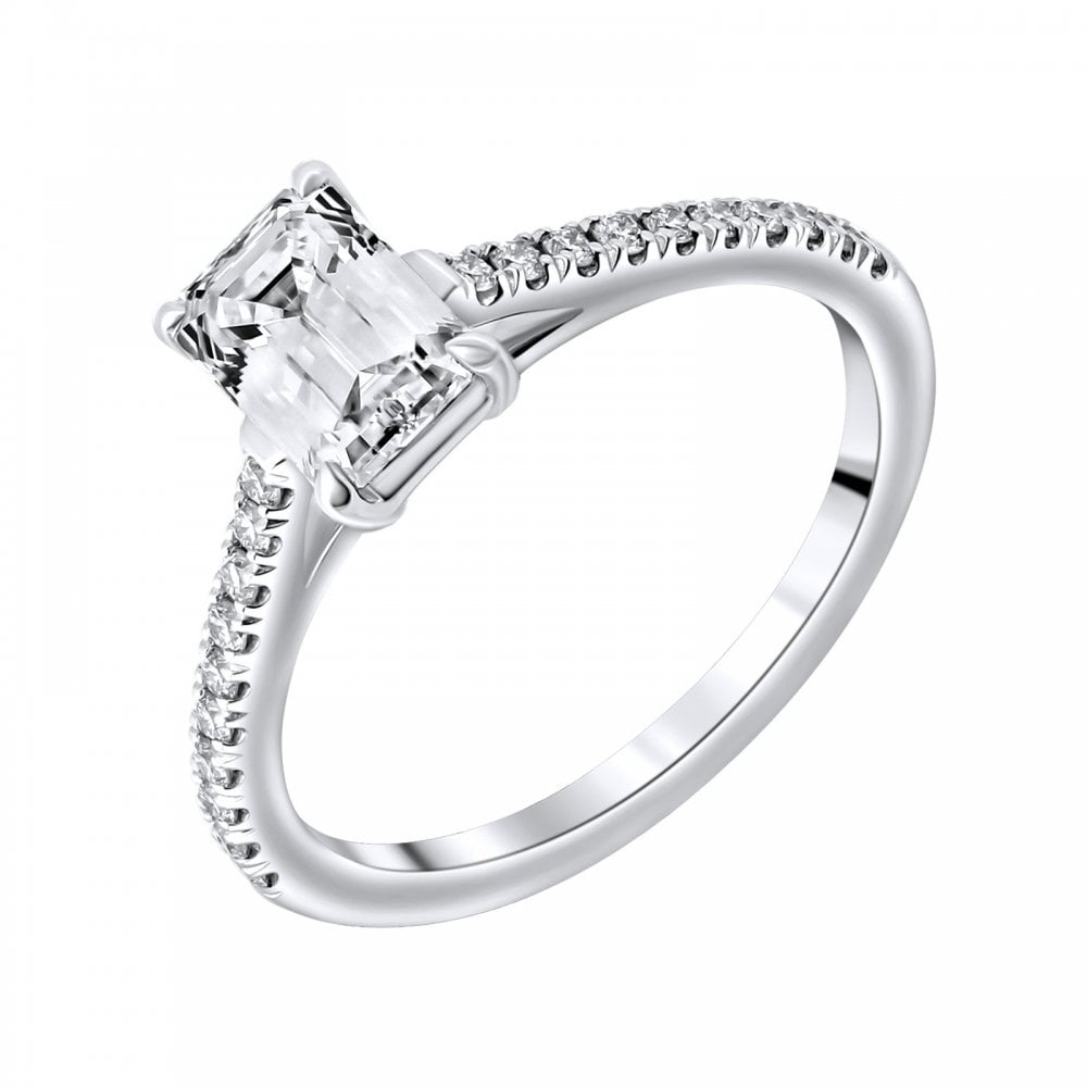 Lab grown platinum 1.05ct D VVS2 IGI emerald cut diamond ring