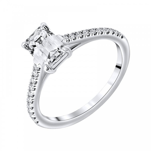 Lab grown platinum 1.05ct D VVS2 IGI emerald cut diamond ring