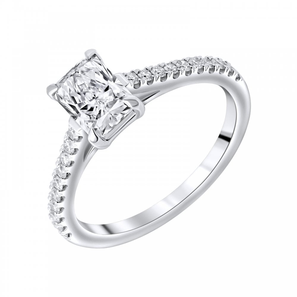 Lab grown platinum 1.01ct D VVS2 IGI radiant cut diamond ring