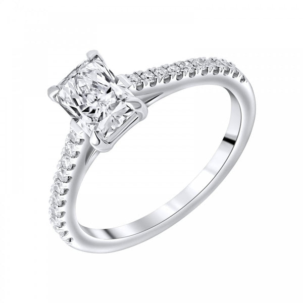 Lab grown platinum 1.01ct D VVS2 IGI radiant cut diamond ring